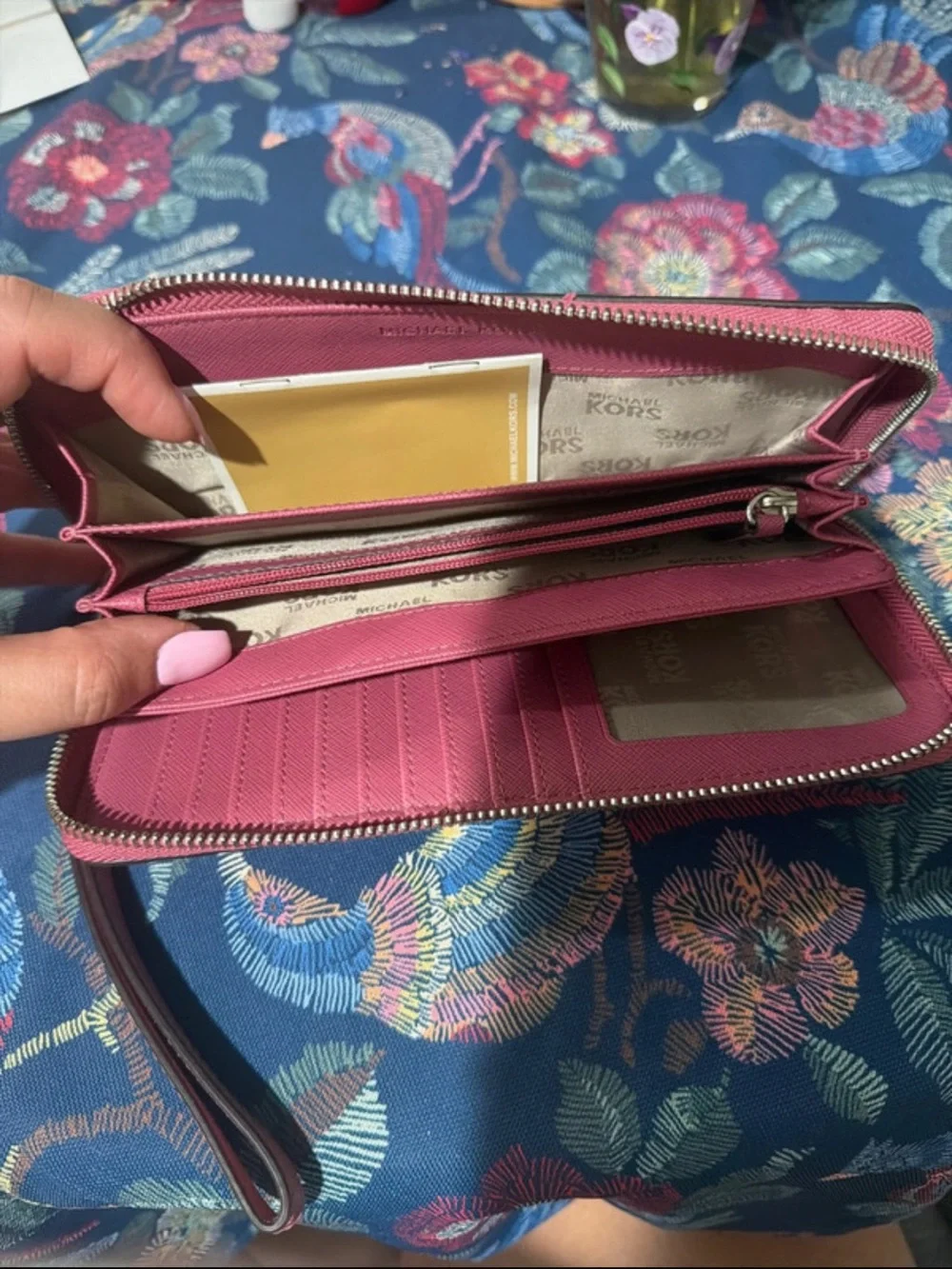 Pink Two-Tone Zip Wallet Wristlet